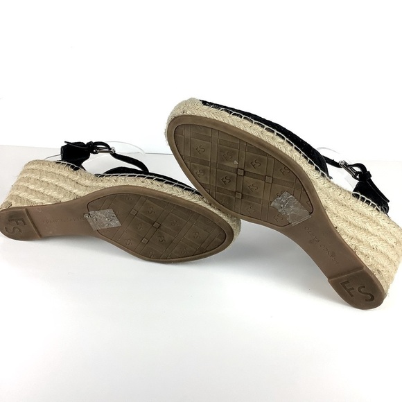 FRANCO SARTO LEATHER ESPADRILLES WEDGE BLACK 9 - Picture 10 of 12